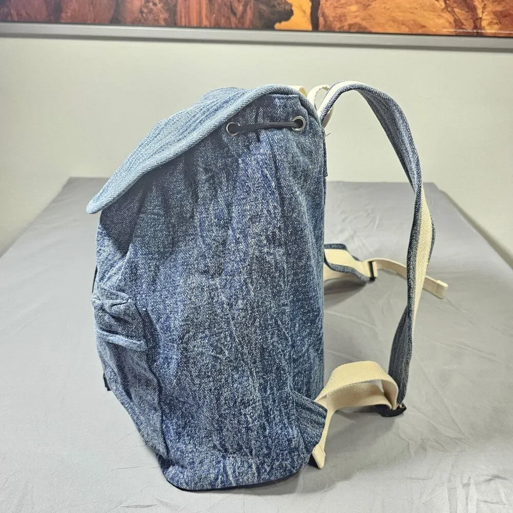 NWT Urban Outfitters Backpack - Blue Denim Canvas Buckle Drawstring Closure